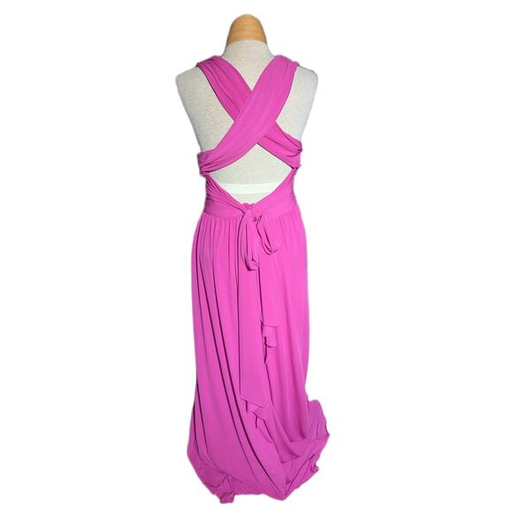 Halston Heritage Petunia Pink Criss Cross Back Stretch Jersey Evening Gown 8 NWT - Picture 3 of 8